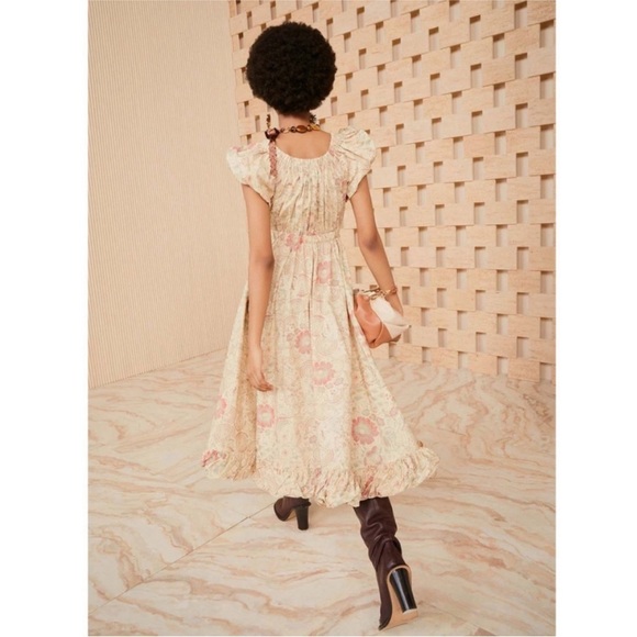 ULLA JOHNSON Nanette Dress in Haze Midi Dress Floral Print Size 6 Cotton Poplin‎ - Picture 3 of 16